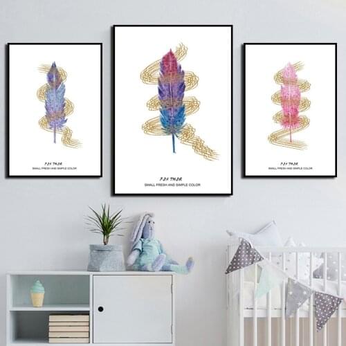 HD Printing Modern Nordic Color Animal Feather Creative Canvas Painting Mural Living Room Bedroom Home Decoration