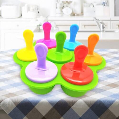 Durable 7 Holes Silicone DIY Ice Cream Mold Classic Texture Creative Design Summer Ice Cube Popsicle Lolly Maker Mould
