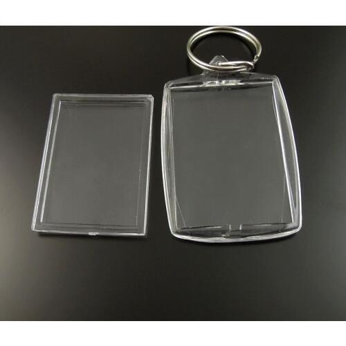 8PCS Transparent Clear Rectangle Photograph Case Keychain Keyrings Keychain Women Men Lovers Handmade Key Chain Key Holder Gifts