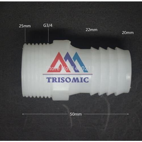 20mm-G3/4 Straight Connector Plastic pipe Fitting Barbed Connector with thread Material PE Joiner Fitting Aquarium Fish Tank