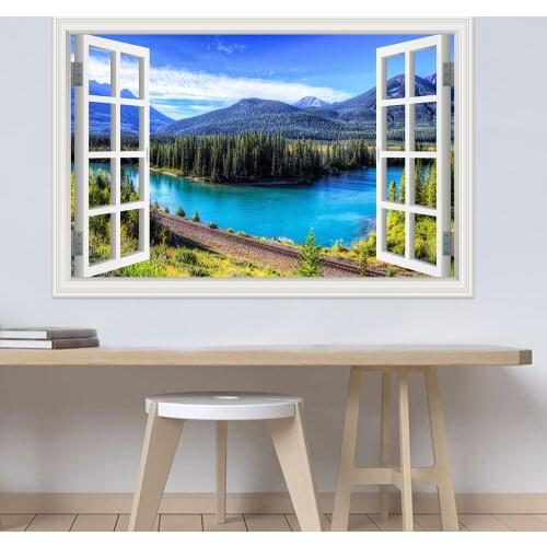 PVC Waterproof Landscape Wallpaper for Living Room Children room Kitchen 3D Mountain Lakes Wall Stickers Wall art poster