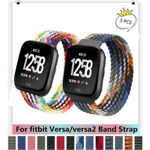 Strap for fitbit 3 sense band Smart nylon watch bracelet Watchband Sport Braided Solo Loop Bracelet for Fitbit Versa 2 lite band