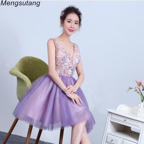 Robe de soiree New Arrival lace up sleeveless A-line short evening Dresses vestido de festa banquet Party Dress Prom Dresses