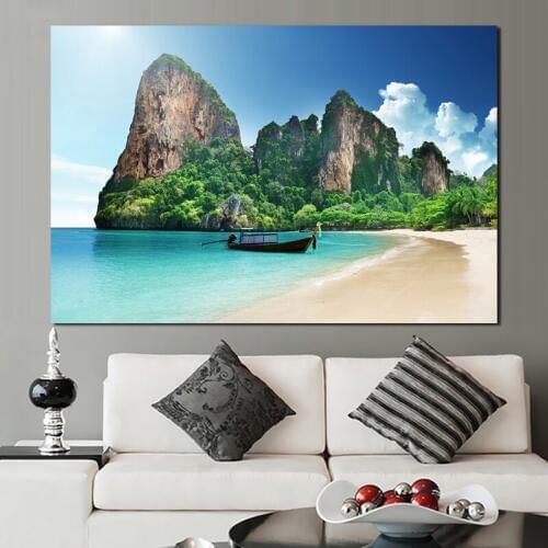 Tropical Beach Seaside Nature Landscape Art Canvas Poster Painting Oil Wall Picture Print Home Living Room Decoration Artwork HD