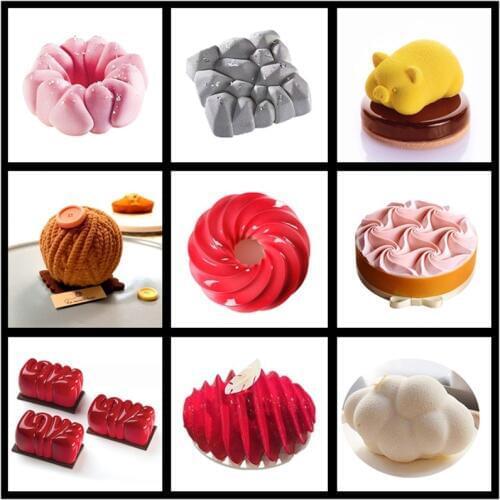 SHENHONG New Cake Mold For Baking Dessert Mousse Silicone 3D Mould Silikonowe Moule Pastry Chocolate Pan Fondant Bakeware