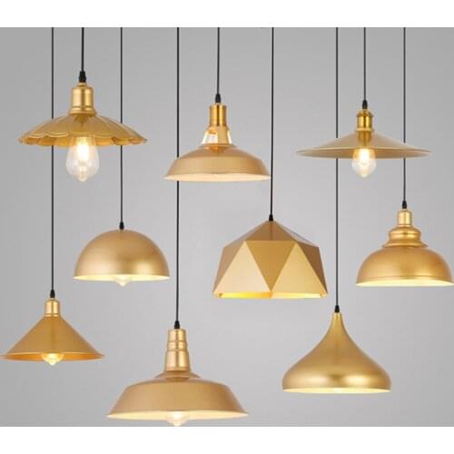 Nordic Retro E27 LED pendant light US Country gold color Wrought iron chandelier indoor home bedside livingroom kitchen lamp