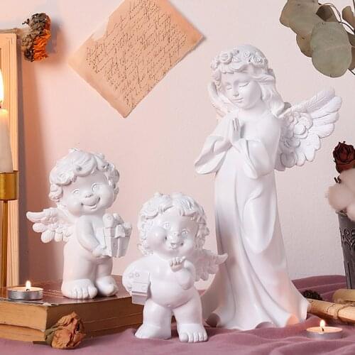 Holy Family Angel Resin Statue Archangle Virgin Mary Little Jesus Blessing Music Prodigy Cupid Sculpture Mothers Day Gift