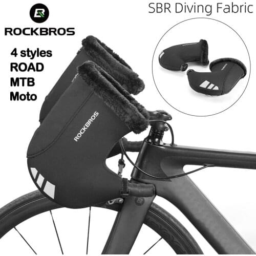 ROCKBROS Winter Bicycle Gloves Road Bike Cycling Thicken Warm Windproof Gloves Reflective Strip Rainproof Gloves MTB Accessories