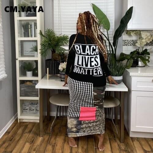 CM.YAYA Women Long Dress Print Straight Pullover Maxi Dresses Female Vintage Vestidos Casualwear Fashion Outfits Autumn 2021