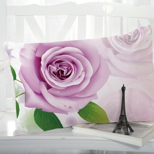 1pc Pillow cover Pillow case Luxury Bedding Pillowcase Pillowcovers decorative Customizable size 3D Print Flowers Pink roses