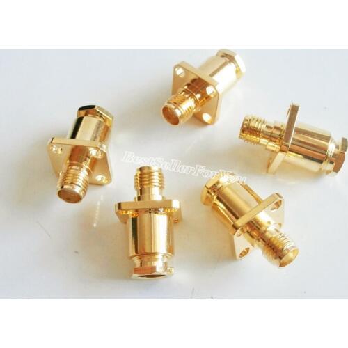 1Pcs SMA female 4-hole flange clamp RG58 RG142 LMR195 RG400 Cable RF Connector