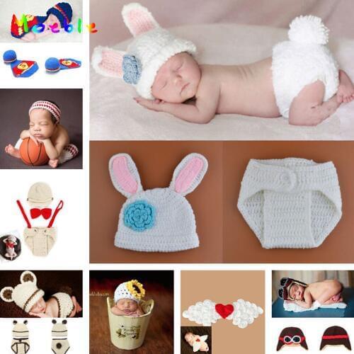 Newborn Baby Crochet Photography Props Handmade Infant Baby Pilort Hat Infant Nursling Knitted Beanies 1pc MZS-14030