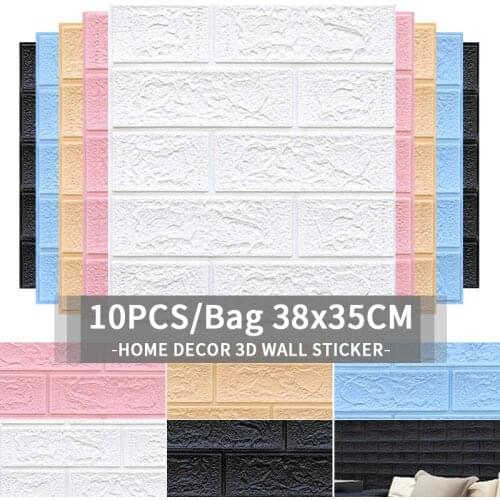 10pcs 38*35cm Brick Foam Panels 3D Wall Stickers Self-Adhesive DIY Embossed Stone Wallpaper Home Decor Living Room Decoration