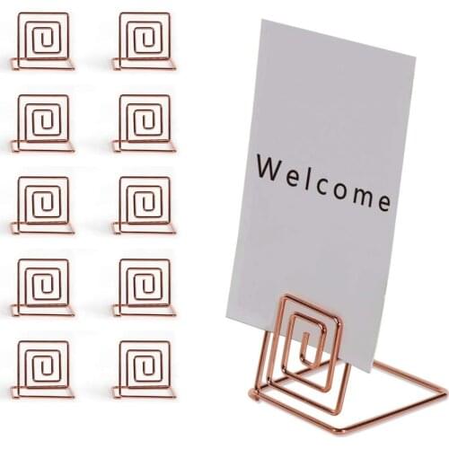 10pcs Metal Wire Square Table Stand Number Holder Premium Place Card Holder For Weddings Birthdays Party Table Decoration