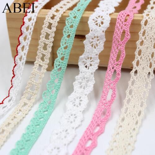 10yards/lot Embroidered 100% cotton lace Fabric furnishing warp knitting for cloth bags Cotton Ribbon for Gift Packing Decors