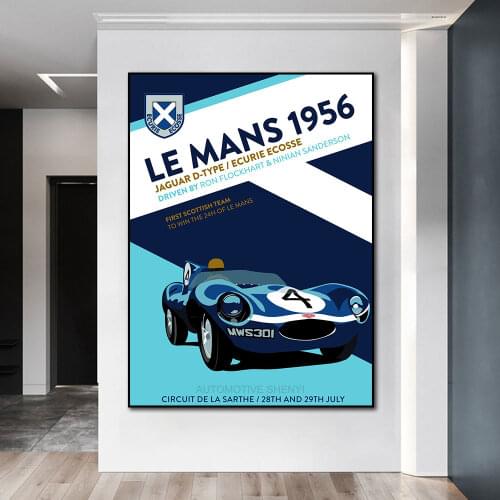 24 Hours Of Le Mans JAGUAR D-TYPE Classic Car 911 RSR Poster Print On Canvas Painting Home Decor Wall Picture For Living Room