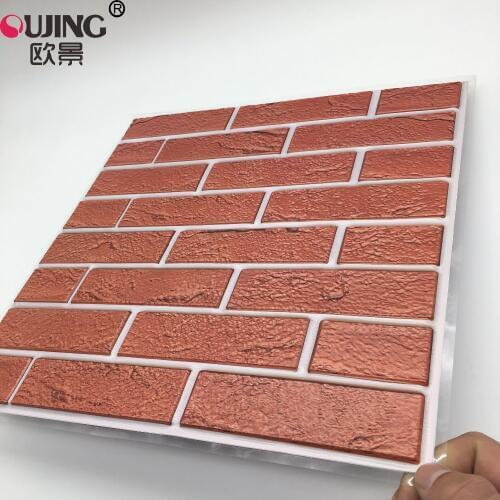 30*30cm*5pcs 3D Red Brick Pattern Retro Tiles Wall Stickers Kitchen Bathroom Tile Wallpaper Self-adhesive DIY PVC Art Mural