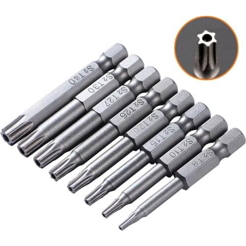 Practical 8/12Pcs 50mm Security Tamper Proof Magnetic Screwdriver Drill Bit Screw Driver Bits Hex Torx Flat Head 1/4" Hand Tools
