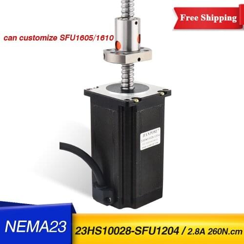 Free Shipping 23HS10028 260N.CM 100MM 200mm 300mm nema23 ballscrew motor stepper motor with sfu12042.8A 260N.CM for 3D Printer