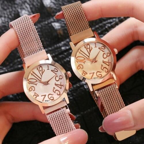 Fashion Arabic Numerals Gradient Colors Women Quartz Watch Luxury Magnet Clasp Mesh Belt Wristwatches Reloj Mujer Zegarek Damski