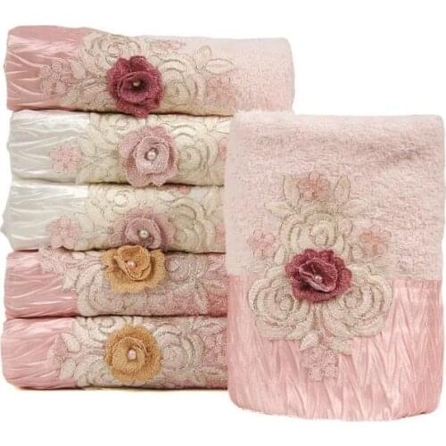 3d Aplikli Chrysanthemum Cotton 3'lü Bath Towel