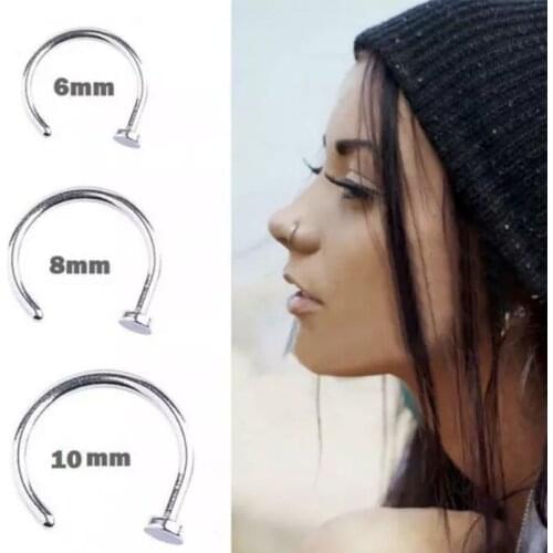 3pcs/Set 6/8/10mm Punk Titan Fake Nose Ring Lip Ring Earring Fake Septum Piercing Fashion Body Jewelry Goth Gothic Accessories