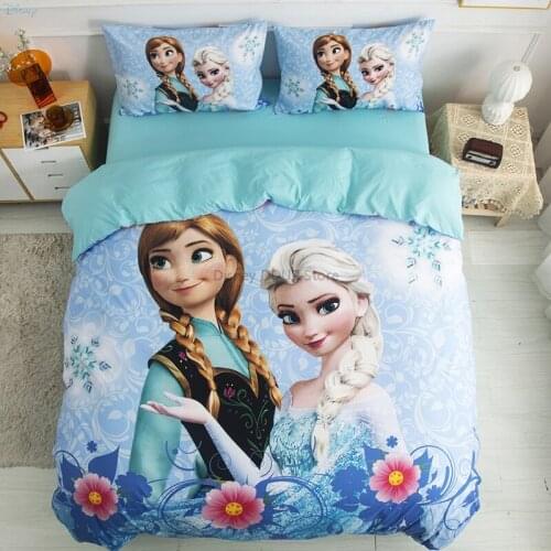Anna Elsa Frozen Disney Princess Duvet Cover Set Bed Sheet Pillowcase Children Bedclothes Bed Linen Twin Full Queen Bedding Sets