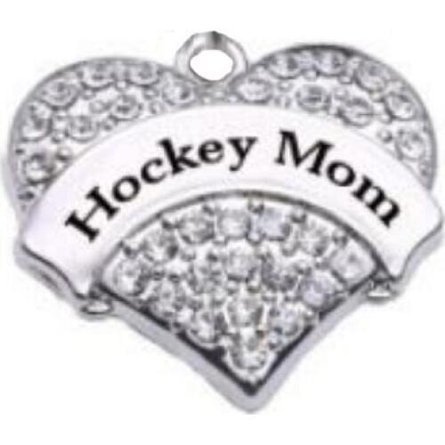 Crystal Heart Hockey Mom Pendant Wholesale