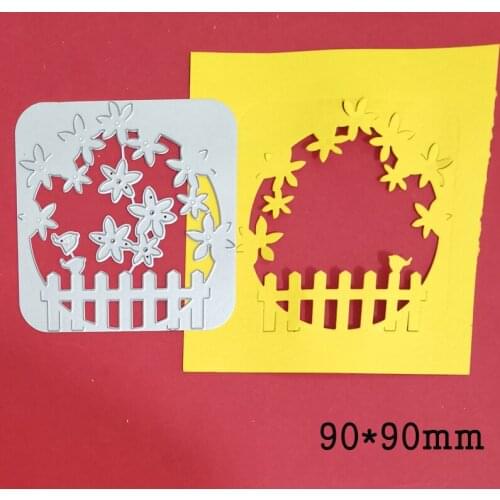 Square Frame Hollow Fence Butterfly Metal Cutting Dies For Stamps Scrapbooking Stencils DIY Paper Album Cards Decor Embossing