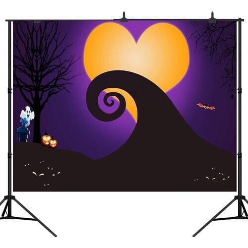 Lyavshi Halloween Backdrop Pumpkin Lantern Heart Moon Ghost Bat Banner Vinyl Photography Photo Background Studio Booth Prop