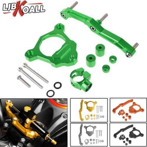 Motorcycle CNC Aluminum Adjustable Steering Stabilizer Damper Mounting Bracket Kit For Kawasaki Z800 2013 2014 2015 2016 Green