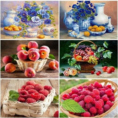 Mosaic Diamond Embroidery for Kitchen Fruit Vegetable Prints Posters Jewel Cross Stitch Arts and Crafts Kit Handmade DIY Decor
