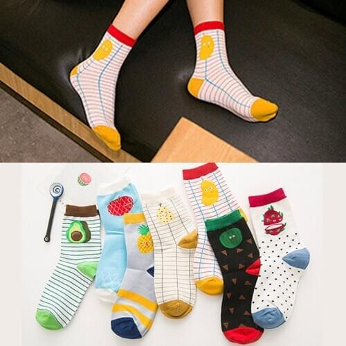 1/2/3 Pairs Fruit Embroidery Socks for Women Girls Cute Lovely Funny Socks Art Long Loose Pile Socks Short Invisible Sock