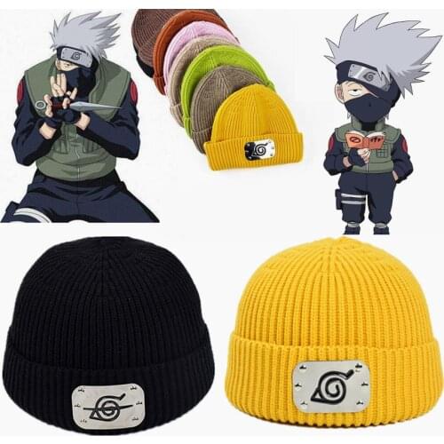 New Anime Hokage Hatake Kakashi Konoha Symbol Cap Cosplay Hats Adult Kids Cotton Headgear 16 Styles Domo Warm Knitted Hat Props