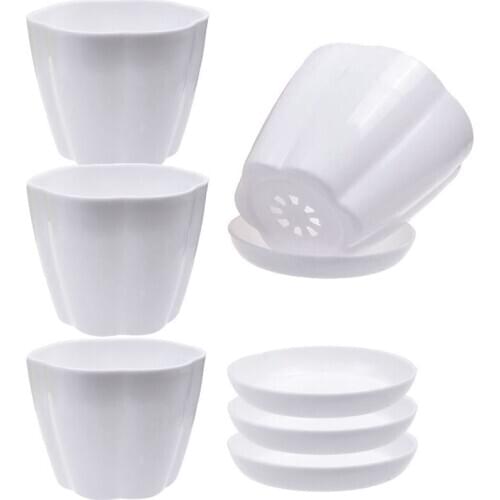 New 15 Pack 4.3Inch White Plastic Flower Plant Pots Seedlings Nursery Pot Planter with Saucer Pallet