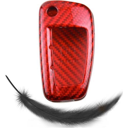 Real Carbon Fiber Car Auto Remote Key Shell Fob Holder Case Cover For Audi A1 A3 A4 A6 Q3 Q7 TT S3 S6