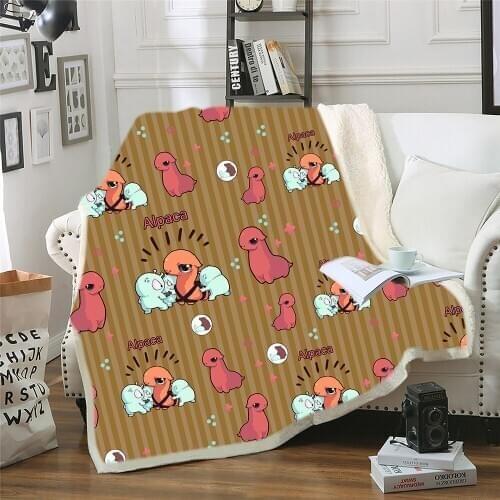 Cartoon Characters Sherpa Blanket Brownish Yellow Throw Blanket Picnic Weighted Blanket Nap Office Blanket For Kids Blanket