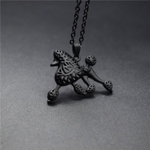 4 Colors New Poodle Charm Necklace Trendy Metal Dog Jewellery Poodle Pendant Necklace Women