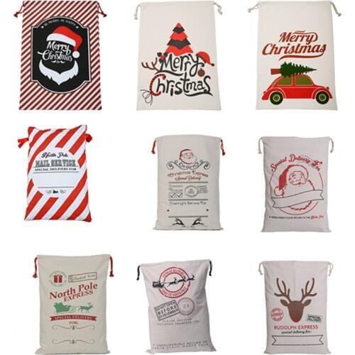 Hot Sale 1pc Christmas Sacks 38 Styles Canvas Santa Sacks Xmas Gift Stocking Bag Santa Claus Deer Festive Supplies 2019 New Year