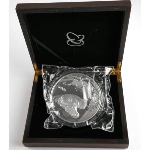 OX of 1kg silver plated coin (the negative side of Emblem of China) with box and certification Free Shipping