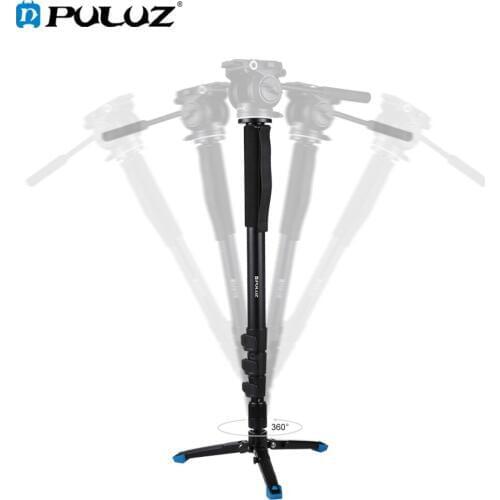 PULUZ Four-Section Telescoping Aluminum-magnesium Alloy Self-Standing Monopod with Support Base Tripod Bracket for DSLR Camera