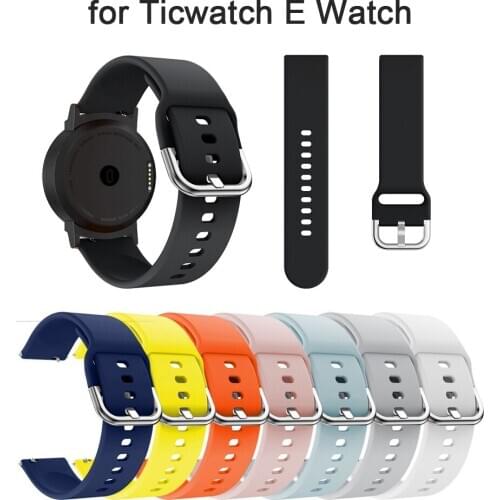 For Ticwatch E Strap Silicone Bracelet Tic Watch Watchbands Watch Band Solid Color Wristbands