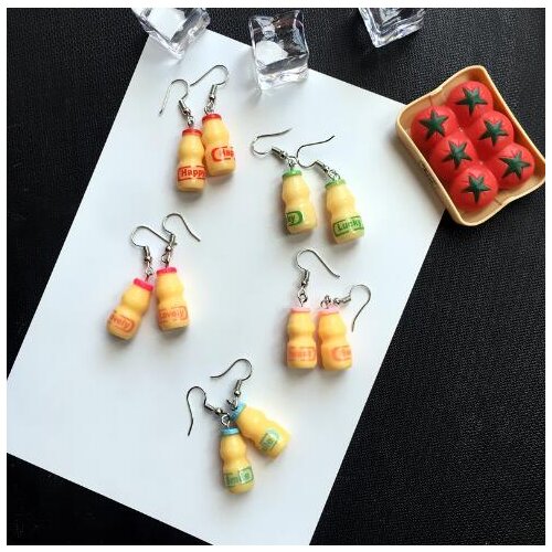 Funny Food Soft Drink Bottle Earrings for Women Girls Christmas Gift Creative Happy Drink Drop Earrings Party Unique Jewelry