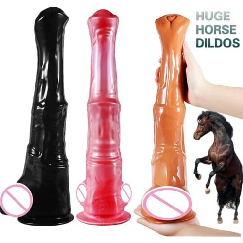 39cm Huge Animal Horse Dildos Silicone Long Realistic Penis Anal Vagina Massager Strong Suction Cup Sex Toys for Women Couples