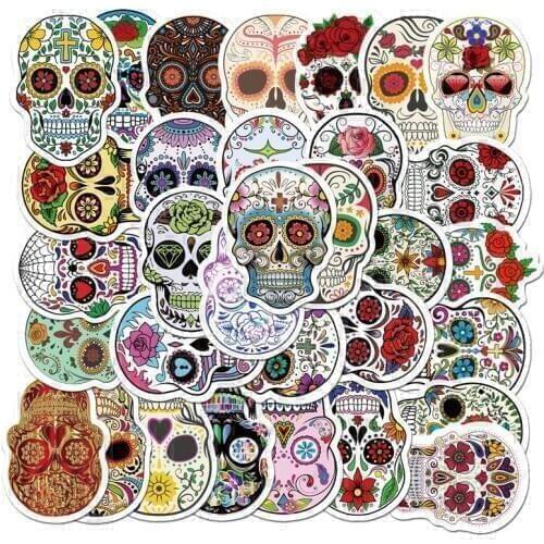 50pcs/pack Terror Series Skull Graffiti Car Sticker Travel Case Laptop Skateboard Guitar Not Repeat Waterproof Decal