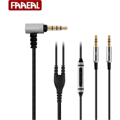 FAAEAL Headphone Replaced Cable 3.5mm To Double 2.5mm Plug Optional Mic Fit For Xiaomi Headphone/Sol Republic Master Tracks HD