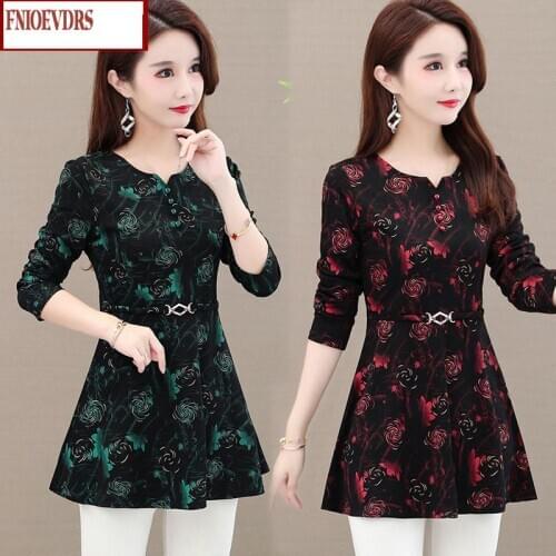 Women Winter Spring Basic Wear Elegant Office Lady Plus Size Casual Floral Printing Peplum Tops And Blouses