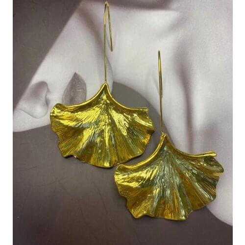 Za Earrings 2021 Trend Vintage Metal Leaf Earrings for Woman Party Clothings Accessories