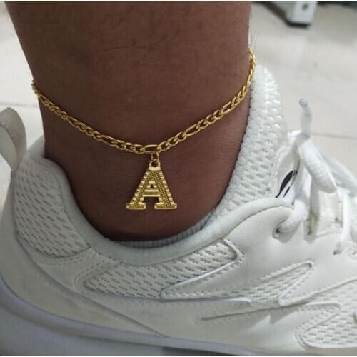 Ankle Bracelet for Women Bulk Gold Initial Stainless Steel Letter Leg Bracelet Ankle Bracelet A-Z Alphabet Anklet Leg Bracelet