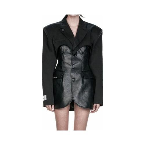 2021 Gothic Irregular Punk Dress-jacket Suit Two-piece Tube Top Suit Black Slim Suit